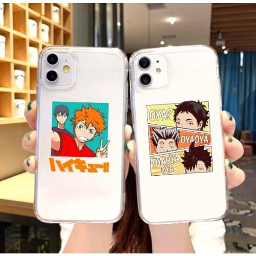Cute Japan Anime Oya Haikyuu Clear Phone Case For iPhone 11 12 Pro XS MAX XR X 7 8 6Plus SE 2020 Candy Soft Silicone Phone Cove