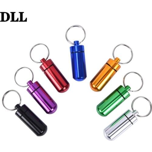 Mini Pill Box CaseContainer Keychain Medicine Box Health Care 1PC Waterproof Aluminum Bottle Cache Drug Holder