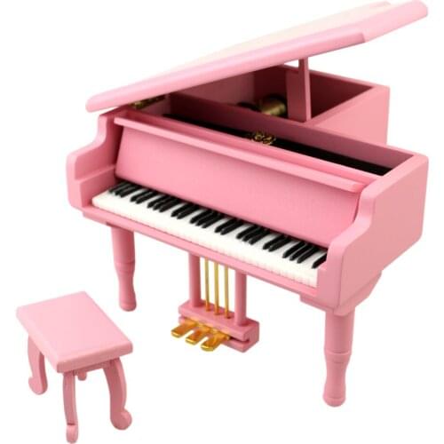 Sinzyo Wooden Grand Phantom Piano Shaped Music Box With Small Stool Creative birthday Gift For Christmas/Valentines day