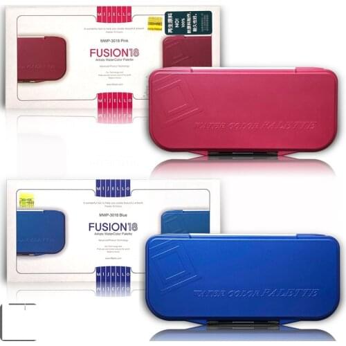 Original Korea MIJELLO Watercolor Color Palette with Bulletproof Glass Palette 18 Grid Coral Color Empty Plastic Box