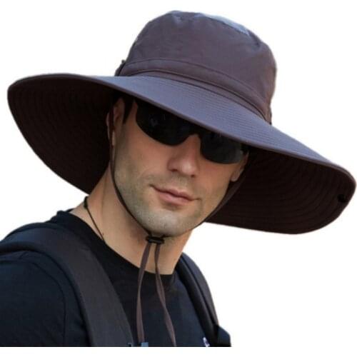 Summer Sun Hats Men Foldable Large Bucket Hat Outdoor Wide Brim Anti-UV Beach Fishing Caps Male Hiking Camping Panama Hat
