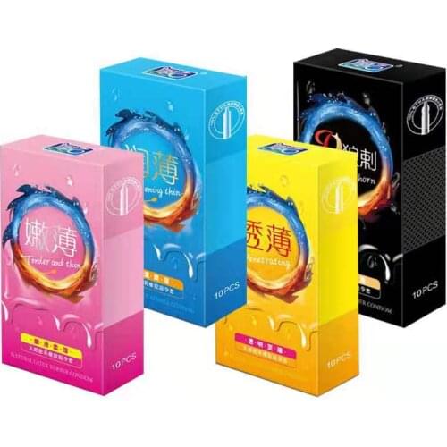 10pcs/lot 4 types Condoms Delay Ejaculation Ultra-thin Condones Big Particle Condom Stimulation Penis Sleeve Sex Toys For Men