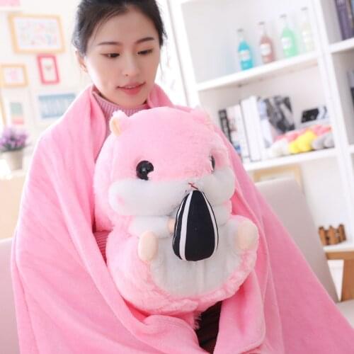 Dropshipping 3 in 1 hamster blanket plush animal soft toy hamster pillow hand warmer for kids
