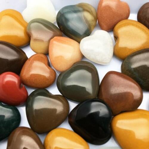 Desert natural color jade agate DIY Natural Heart Shaped Stone Rose Quartz Agate Crystal Carved Love Healing Gemstones