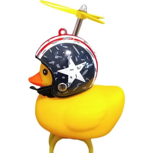 Stretchable Duck Bicycle Horn Rubber Duck With Helmet Duckling Mountain Bike Bell With Warning Light For Electric Scooters