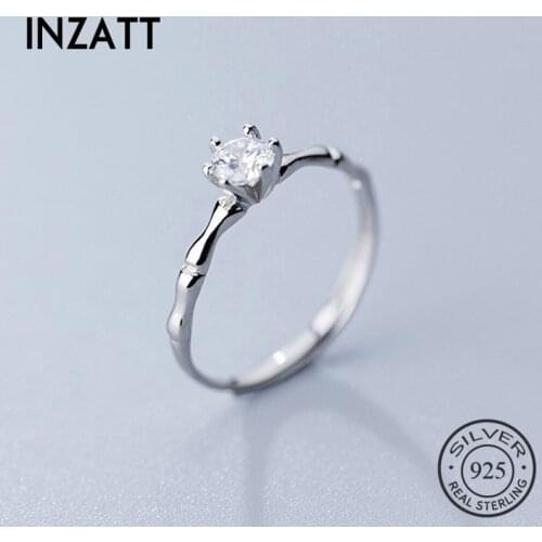 INZATT Real 925 Sterling Silver Minimalist Zircon Opening Ring For Women Wedding Party Cute Fine Jewelry 2019 Accessories Gift