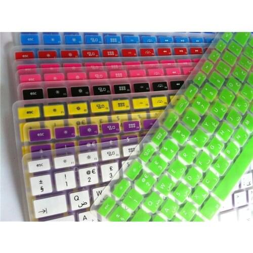 Silicone translucent EU Arabic Backlit Keyboard Cover Skin Protector for Macbook Air pro retina 13 15 Hot MEAFO