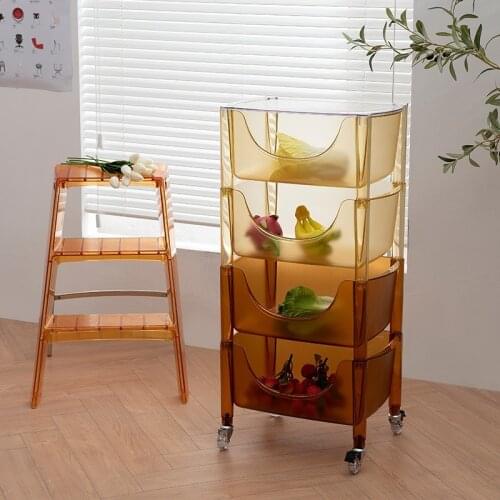 Nordic Removable Cart Rack Acrylic Multi Layer Modern Household Transparent Stacking Storage Cabinet