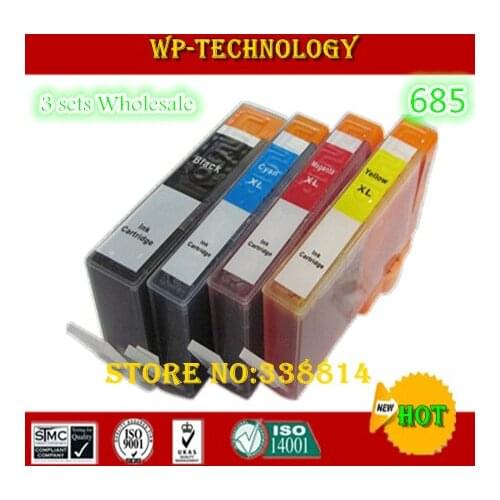 12PK Compatible Ink cartridge suit for Hp685 hp 685 , suit for HP 4615 5525 3525 6525 4625 , with Chip ,full ink