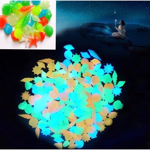 50pcs Glow In The Dark Shell Starfish Luminous Stone for Fish Tank Garden Cobbled Walkways Garden Luminous Stones Garden Decor