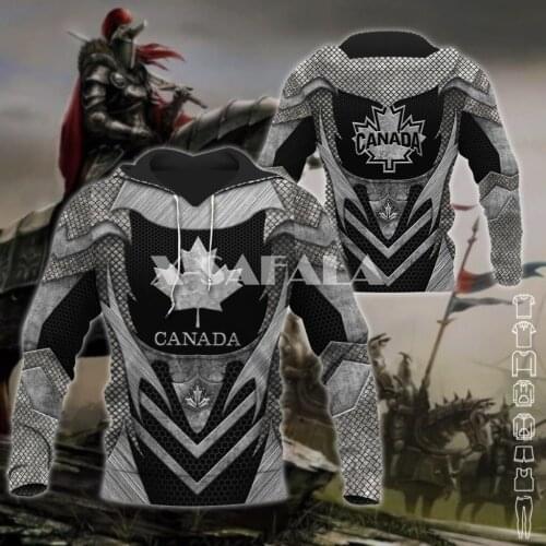 Love Country Canada Armor Skull 3D Print XS-7XL Hoodie Man Women Harajuku Outwear Zipper Pullover Sweatshirt Unisex-1