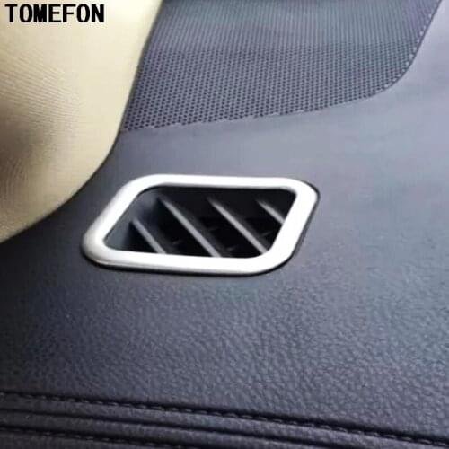 TOMEFON ABS Chrome For Toyota Highlander Kluger 2014 2015 Air Vent Trim Cover Molding Dashboard Sticker Bezel Ring Auto 2Pcs