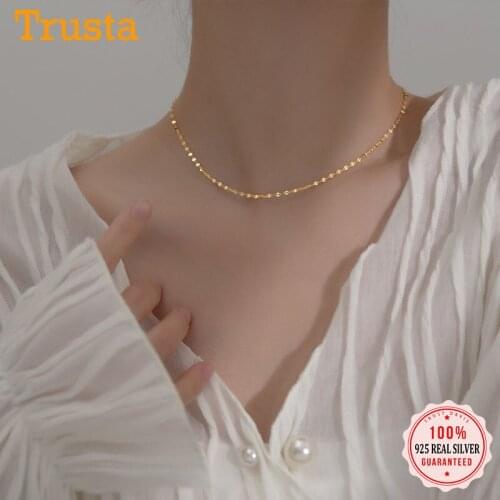 TrustDavis Real 925 Sterling Silver Fashion Sweet Chian Clavicle Necklace For Women Wedding Birthday Fine Jewelry Gift DB1252
