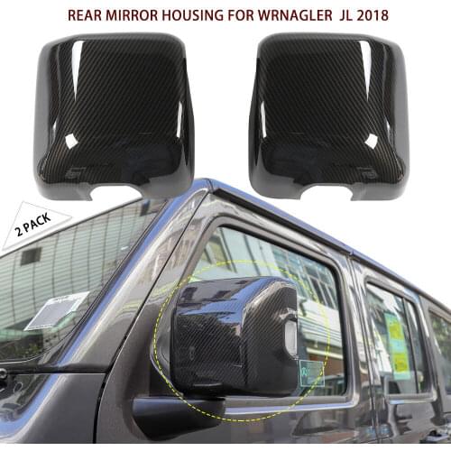 Carbon Fiber Car Review Mirror Covers Trim With Light for Jeep Wrangler JL 2018