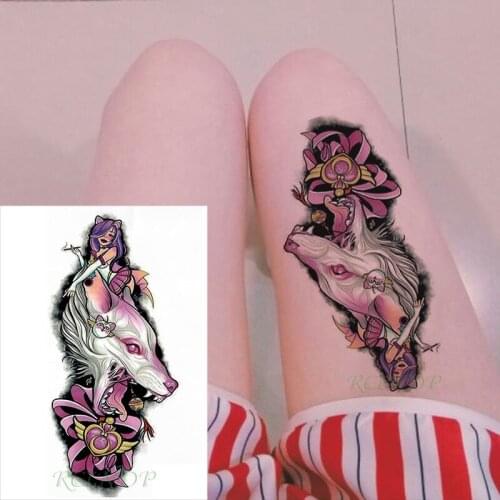 Waterproof Temporary Tattoo Sticker cartoon dragon fighting girl Tatto colour Tattos Flash Tatoo Fake Tattoos for Men Women