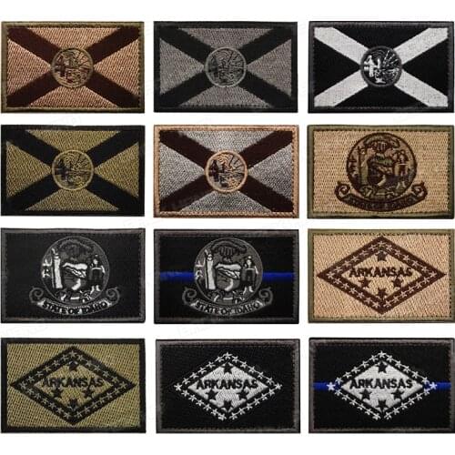 United States Embroidery Patch Velcro Badge Flag of US 51 States Florida Applique Jacket Backpack Tactical Armband accessories