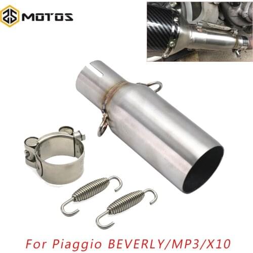 ZS MOTOS Motorcycle Exhaust Middle Pipe Stainless Steel Sand Surface For Piaggio BEVERLY 125/300 MP3 125/250/300 X10 125