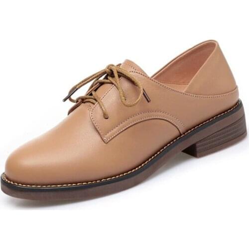 Spring 2020 New Concise Fashion Shoes Woman Genuine Leather Shoes Non-slip Wear Comfortable Low-heel Shoes Women Casual Shoes