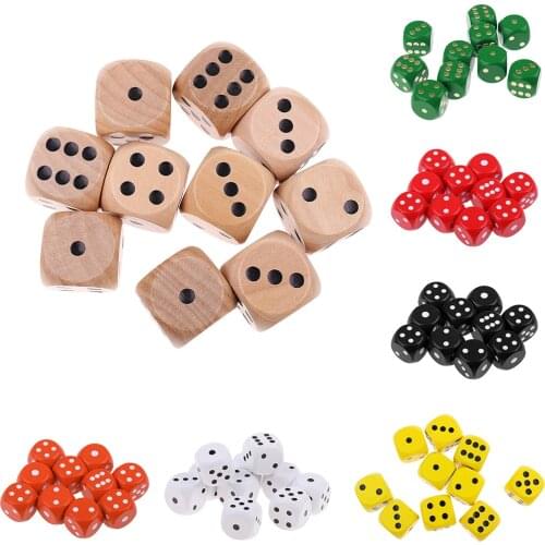 10Pieces Wooden Dice D6 Six Sided Dotted Dice for Dungeons and Dragons DND MTG and Card Games