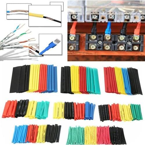 127pcs / 140pcs / 150pcs-530pcs suit polyolefin shrink various heat shrinkable tube wire insulation sleeve diy electronics