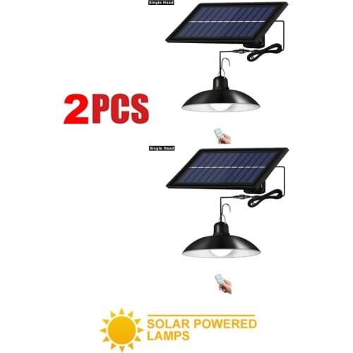 2pcs remote 30 led 2 head Retro Lampshade LED Solar Lights Outdoor Chandelier Waterproof Pendant Lamps For Indoor Yard Garden Pa