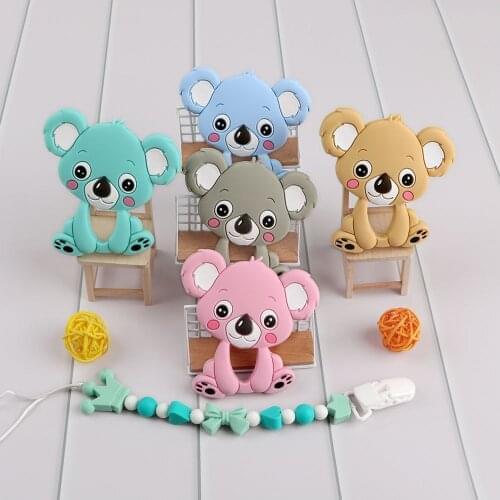 Kovict 20Pcs Baby Teether Original Silicone Koala Teether BPA Free Silicone Teether Pendant For Nursing Necklace Making