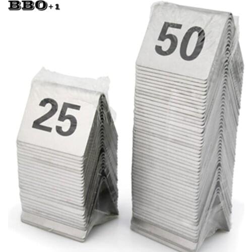 1-50 Stainless Steel Tent Table Number Cards Restaurant Cafe Bar Seating Table Numbers Wedding Birthday Party Supplies