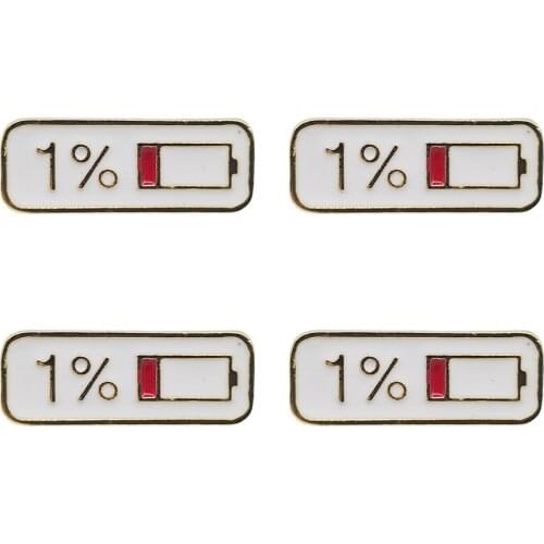 4pcs Enamel Pin 1% Electricity Quantity Brooch Metal Clothes Badge Bag Lapel Pins Jewelry Accessories For Friends Kids Gifts