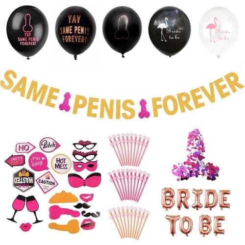 Bachelorette Party bridal shower Bride to be Party Supplies Hen Night Team Bride YAY Same Penis Forever Letter Balloons Props
