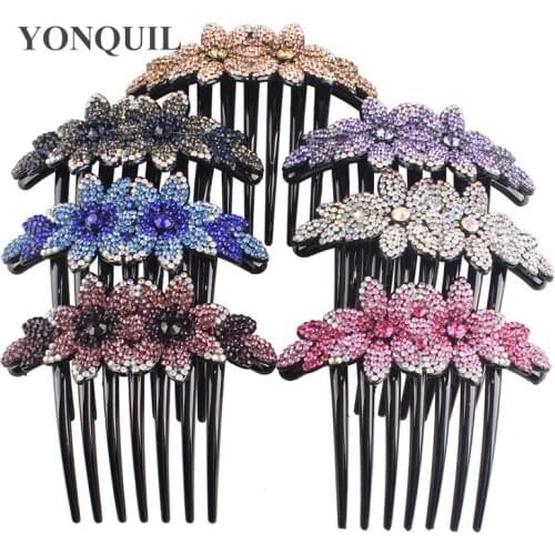 Shining Rhinestone Hair Comb Fashion Flower Hair Accessories Korean Acrylic Crystal Hairpin Ladies Female Headdress Hairclips