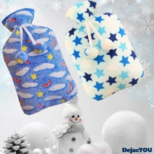 2000ml Hot Water Bottle Knitted Cover Large Cloth Cover Water Injection Hot Water Bottle Flannel Bag Super Soft Needle