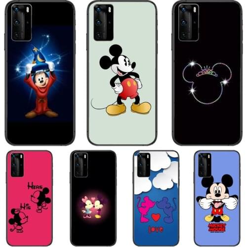 Mickey Love Mouse Phone Case For Huawei P40 p30 P20 10 9 8 Lite E Pro Plus Black Etui Coque Painting Hoesjes comic fas