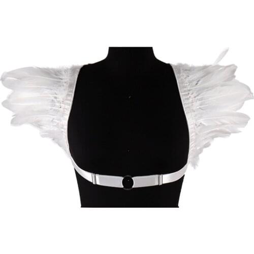 Goth Body Stockings Garter Harness Fashion Bdsm Natural Feather Gothic Clothes Womens Underwear Sexy Lingerie Harness Bra Belts