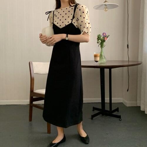 Alien Kitty Elegance Stylish All Match Polka Dots Prom Summer Slim 2021 Sweet Party Femme Lady OL Long Split Dresses Vestidos