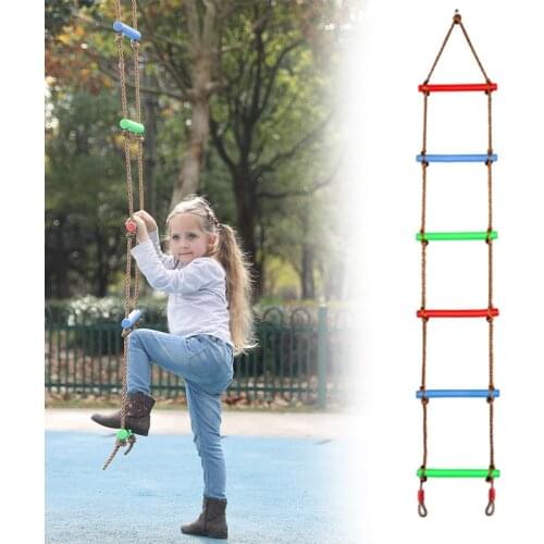 6 Rungs Climbing Rope Swing Ladder Children Kids Sport Rope Swing Safe Fitness Toys Equipment Indoor Outdoor Garden New