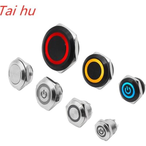 Electric Waterproof Power 12v Led Light Momentary Short Mini Push Button Switch 12/16/19/22/25/30 mm Pressure Switches 220v 24v