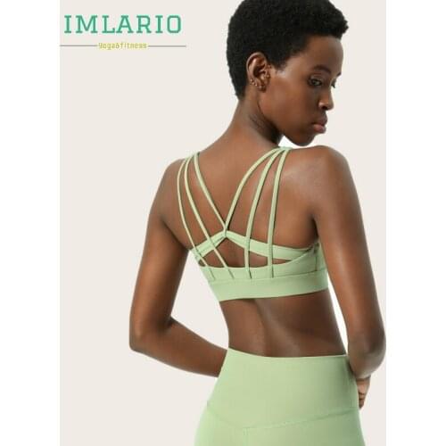 IMLARIO DIVINE Strappy Athletic Yoga Bras Padded Criss Cross Gym Medium Support Energy Sport Bra Fitness Training Activewear