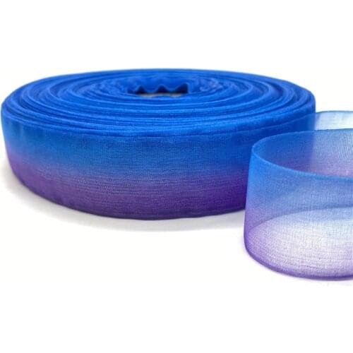 5 Yards/Lot 25mm Gradient color Organza Ribbons for Wedding Home Decor DIY Gift Wrapping Handmade Accessories #17