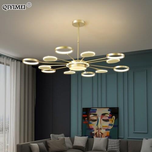 New Modern LED Chandelier Lights Indoor Lighting With Remote Control For Living Dining Room Bedroom Gold Black Lamps Dimmable