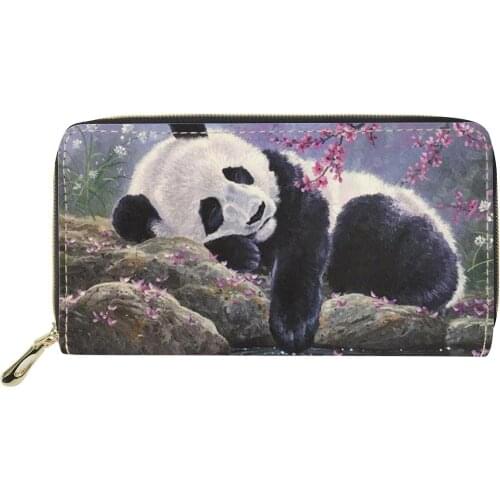 Women Cute Wallet Zipper Travel Clutch Purse PU Leather Long Wallets for Lady Girl Lovely Panda Print Coin Money Bag Card Holder