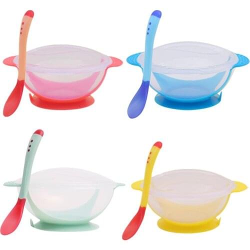 Toddler Baby Dishes Suction Cup Bowl With Spoon Set Food Feeding Children Training Sucker Bowl Baby Boys Girls Feeding Supplies