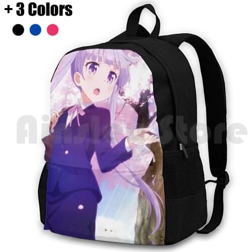 New Game-Aoba Outdoor Hiking Backpack Riding Climbing Sports Bag New Game New Game Anime Pink Hair Purple Hair Purple Eyes