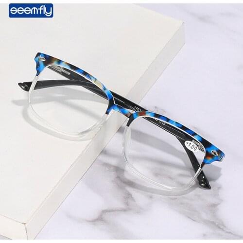 Seemfly Fashion Anti-Blue Light High Definition Reading Glasses Soft TR Leopard Frame Presbyopic Glasses With Degree +1.0to+4.0