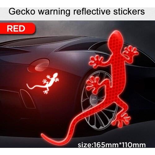 A Pair Of 3D Reflective Gecko Car Stickers With Universal Safety Warning Signs Reflective Tape Car Modification Stickers