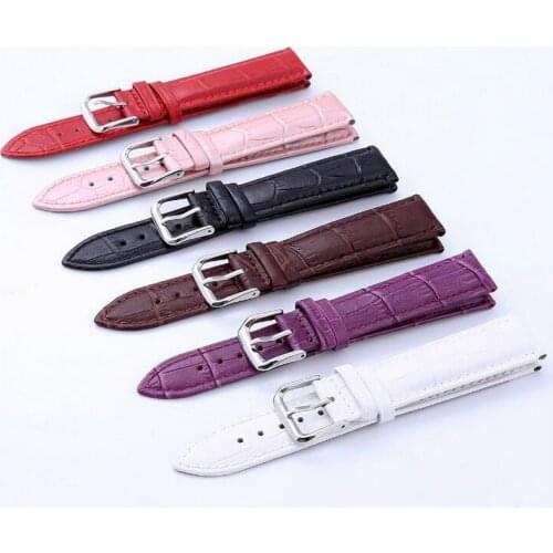 12mm 14mm 16mm 18mm 20mm 22mm 24mm Durable Genuine Leather Watch Band Strap Watchband Black Brown White Pink Red For Man Woman