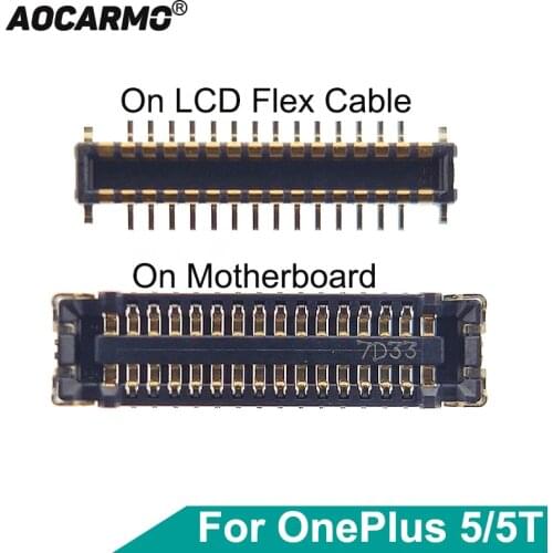 Aocarmo 2Pcs/Lot On Motherboard Charger Port Charging Dock Flex Cable FPC Connector Clip Plug For OnePlus 5 5T 5000 A5010