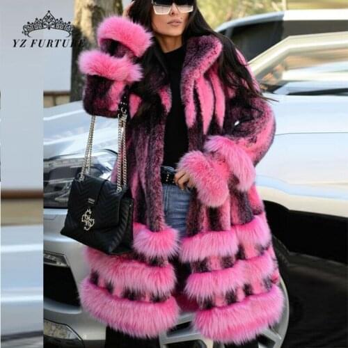 Luxury New Real Full Pelt Mink Fur Coats Colorful Fur Elegant Women Winter Warm Long Size Stand Collar Mink Fur Jacket