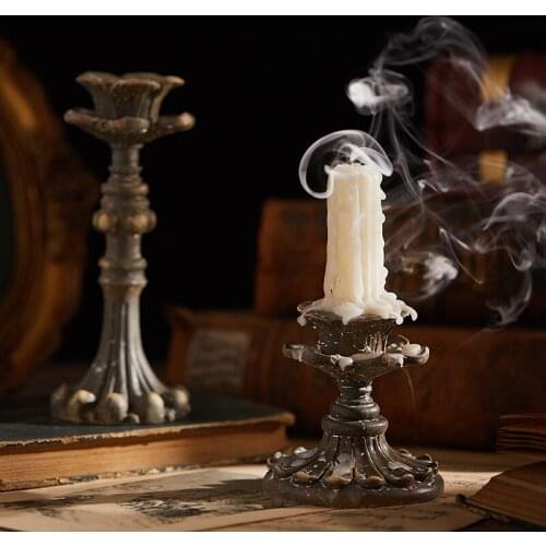 Vintage Candle Holder Antique Rustic Table Pillar Stand Retro Candle Holder Resin Taper Portavelas Wedding Centerpieces AD50CH