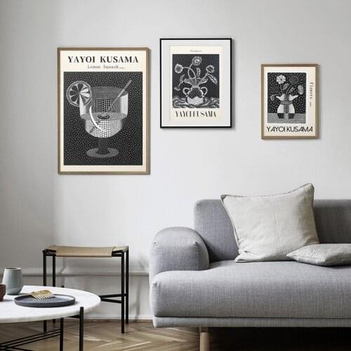 Japanese Artist Yayoi Kusama Classic Polka Dot Art Abstract Canvas Painting Poster and Print Wall Picture for Living Room Decor