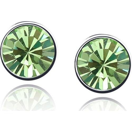 12 Colors Austrian Crystal Fashion Jewelry Stud Earrings for women gold Color Vintage Earrings New Sale Hot 87537Olive
